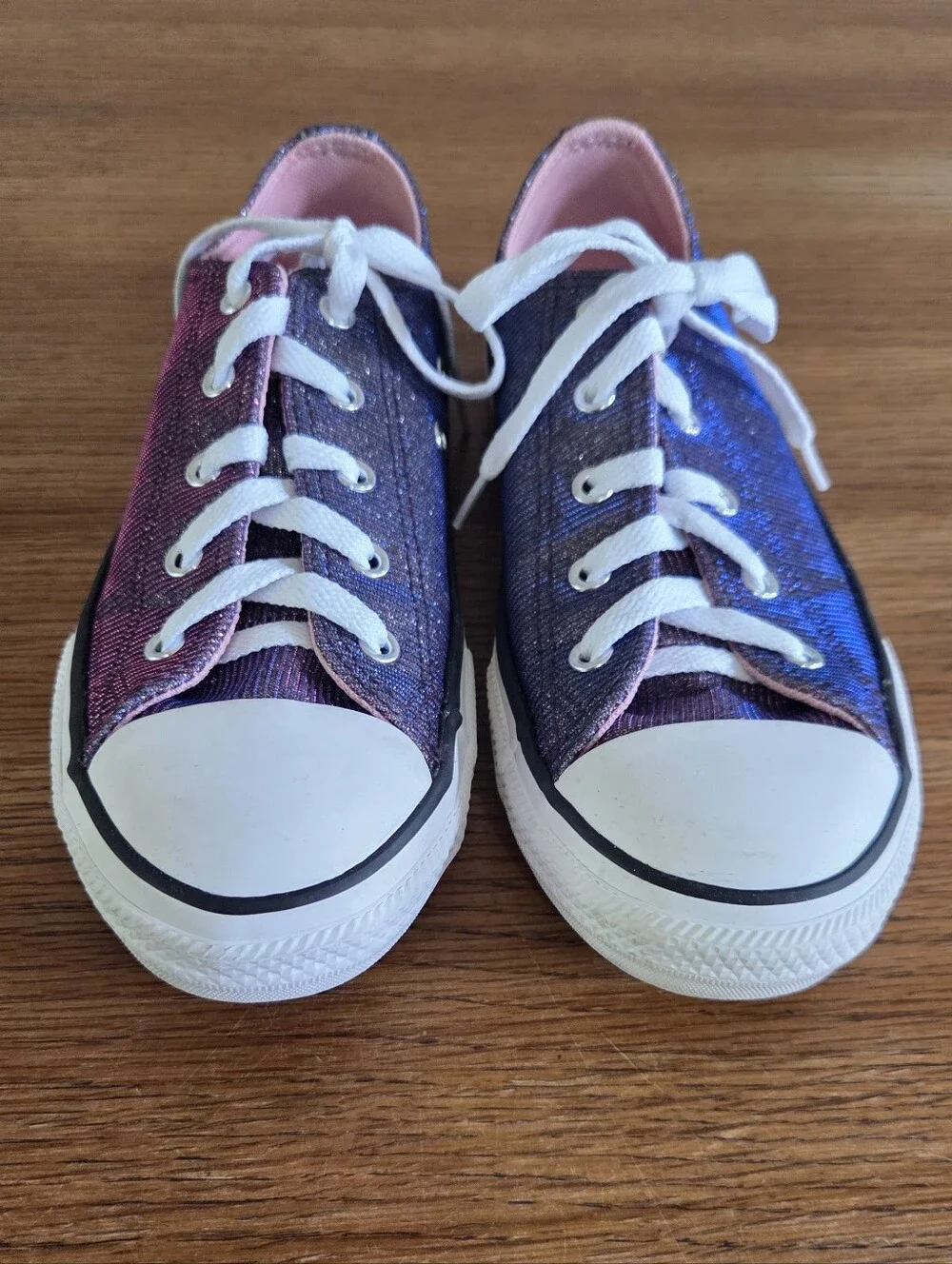 Converse Big Girls Sparkle Shimmer Sneaker In Pink Purple Silver Size Junior 3